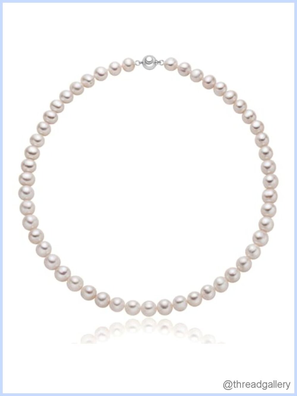 Freshwater Pearl Necklace 925 Sterling Silver Clasp 7.0-8.0mm Women's 41cm